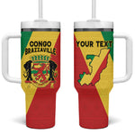 Personalized Republique du Congo Tumbler With Handle Coat Of Arms African Pattern - African Pride