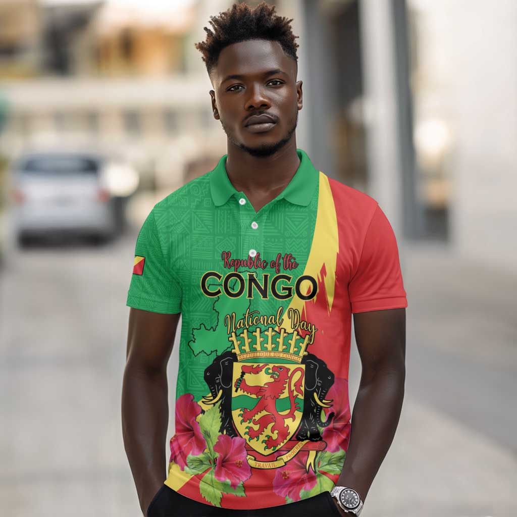 Personalized Congo-Brazzaville National Day Polo Shirt Coat Of Arms With Map - African Pride