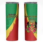 Personalized Congo-Brazzaville National Day Skinny Tumbler Coat Of Arms With Map - African Pride