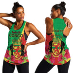 Personalized Congo-Brazzaville National Day Women Racerback Tank Coat Of Arms With Map - African Pride