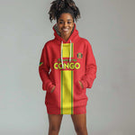 Custom Republique du Congo Football Hoodie Dress Go Ba Diabulu ya Mbwaki Red Color - African Pride