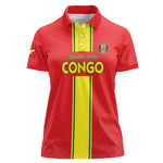 Custom Republique du Congo Football Women Polo Shirt Go Ba Diabulu ya Mbwaki Red Color - African Pride