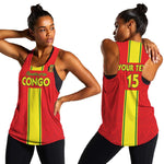 Custom Republique du Congo Football Women Racerback Tank Go Ba Diabulu ya Mbwaki Red Color - African Pride
