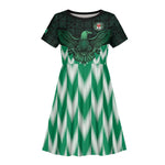 Custom Nigeria Football Kid Short Sleeve Dress African Pattern