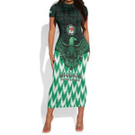 Custom Nigeria Football Short Sleeve Bodycon Dress African Pattern LT15