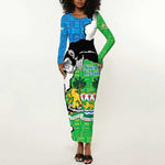 Personalised Afro Sierra Leone Long Sleeve Bodycon Dress Chimpanzee Mix African Pattern LT15