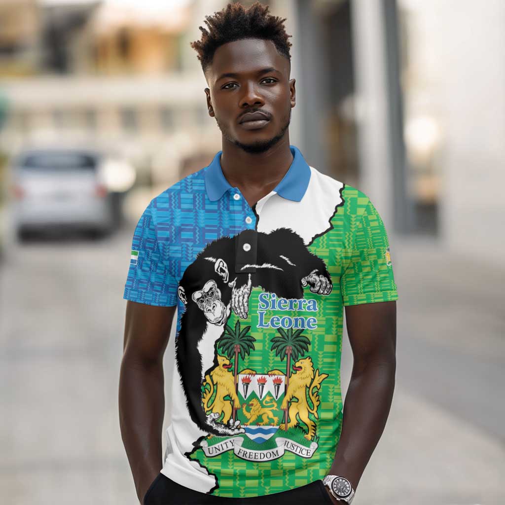 Personalised Afro Sierra Leone Polo Shirt Chimpanzee Mix African Pattern