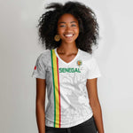 Custom Senegal Football Women V-Neck T-Shirt We Are Champions