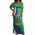 Personalised Namibia Off Shoulder Maxi Dress 35th Anniversary Independence Day