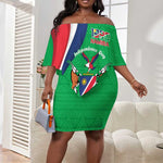 Personalised Namibia Off Shoulder Short Dress 35th Anniversary Independence Day