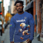 Namibia Rugby Custom Long Sleeve Shirt Eagle Mascot - Sporty Style