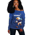 Namibia Rugby Custom Off Shoulder Sweater Eagle Mascot - Sporty Style