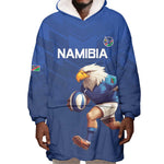 Namibia Rugby Custom Wearable Blanket Hoodie Eagle Mascot - Sporty Style