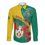 Personalised Togo Long Sleeve Button Shirt Coat Of Arms - African Mix Rose Pattern