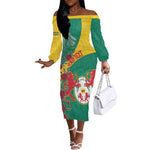 Personalised Togo Off The Shoulder Long Sleeve Dress Coat Of Arms - African Mix Rose Pattern