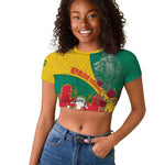 Personalised Togo Raglan Cropped T shirt Coat Of Arms - African Mix Rose Pattern