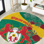 Personalised Togo Round Carpet Coat Of Arms - African Mix Rose Pattern