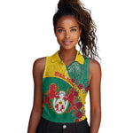 Personalised Togo Women Sleeveless Polo Shirt Coat Of Arms - African Mix Rose Pattern