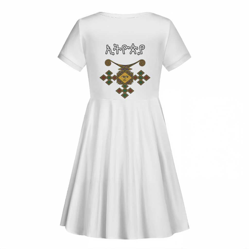 Ethiopia Saba Kemis Habesha Style Kid Short Sleeve Dress