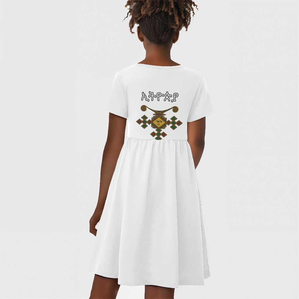 Ethiopia Saba Kemis Habesha Style Kid Short Sleeve Dress