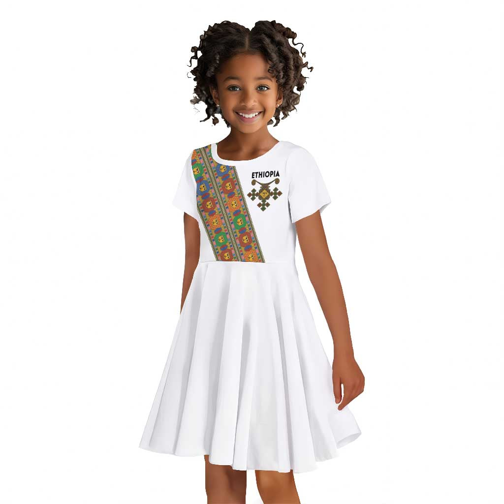 Ethiopia Saba Kemis Sash Style Kid Short Sleeve Dress