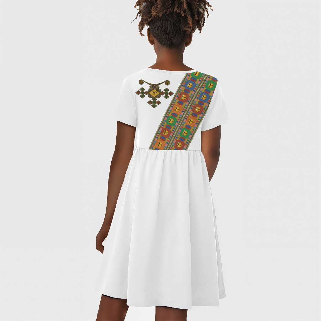 Ethiopia Saba Kemis Sash Style Kid Short Sleeve Dress