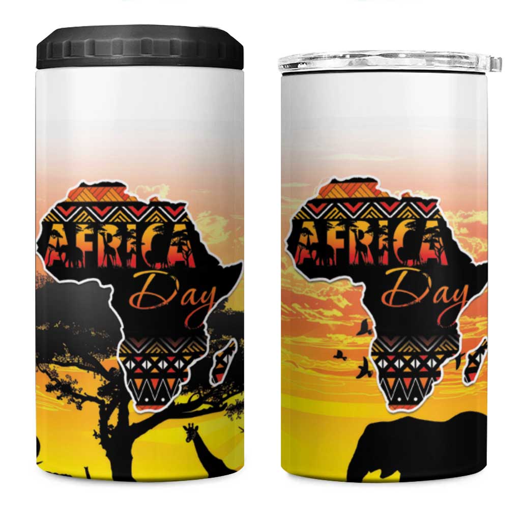 Africa Day 4 in 1 Can Cooler Tumbler Safari With Map - African Pattern