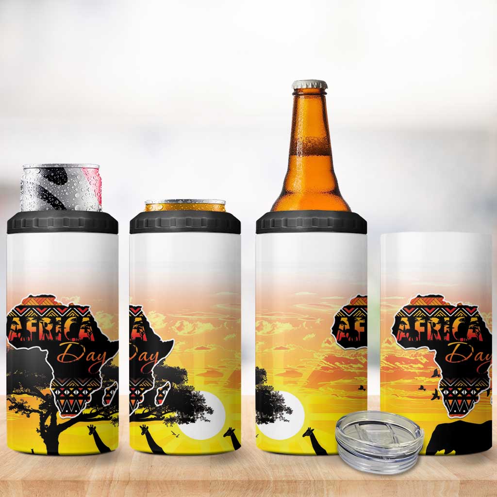 Africa Day 4 in 1 Can Cooler Tumbler Safari With Map - African Pattern