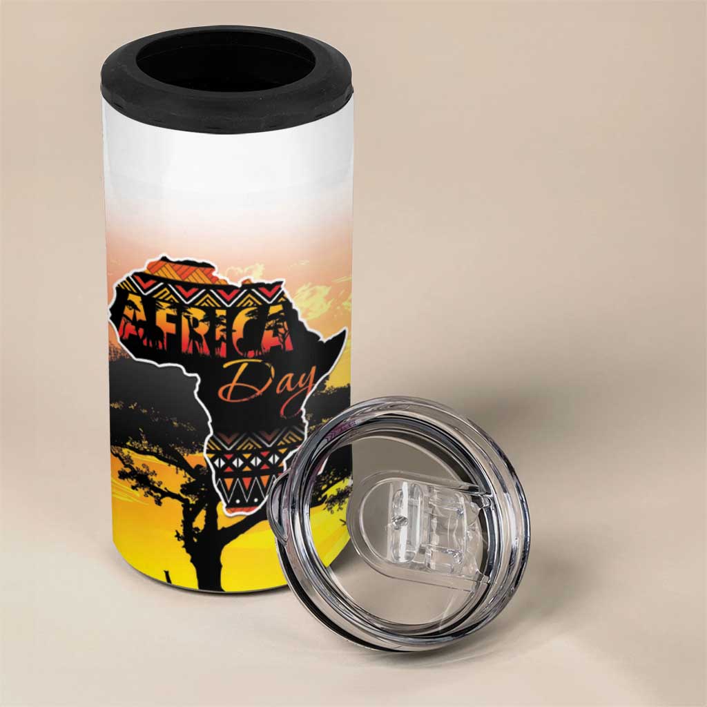 Africa Day 4 in 1 Can Cooler Tumbler Safari With Map - African Pattern