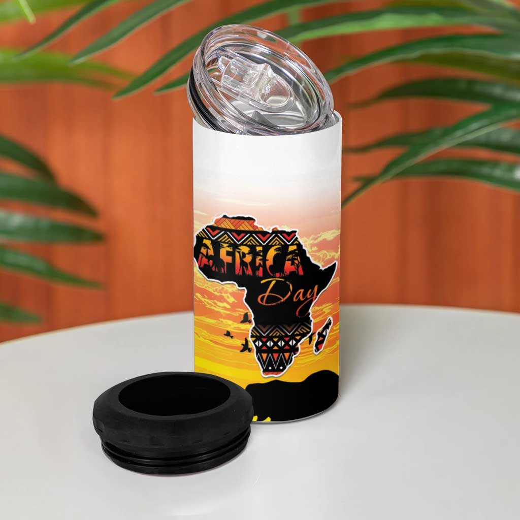 Africa Day 4 in 1 Can Cooler Tumbler Safari With Map - African Pattern