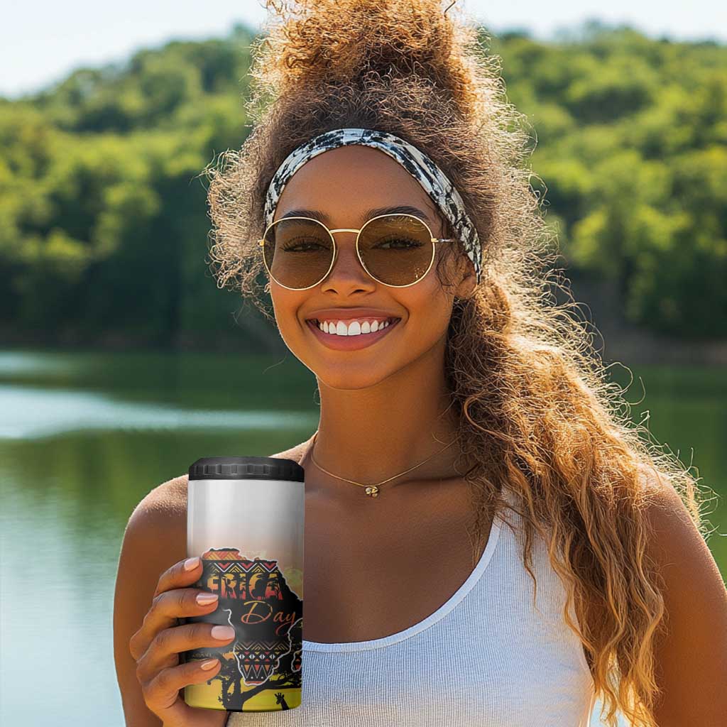 Africa Day 4 in 1 Can Cooler Tumbler Safari With Map - African Pattern