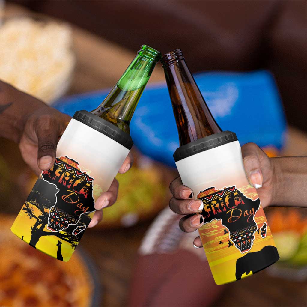 Africa Day 4 in 1 Can Cooler Tumbler Safari With Map - African Pattern
