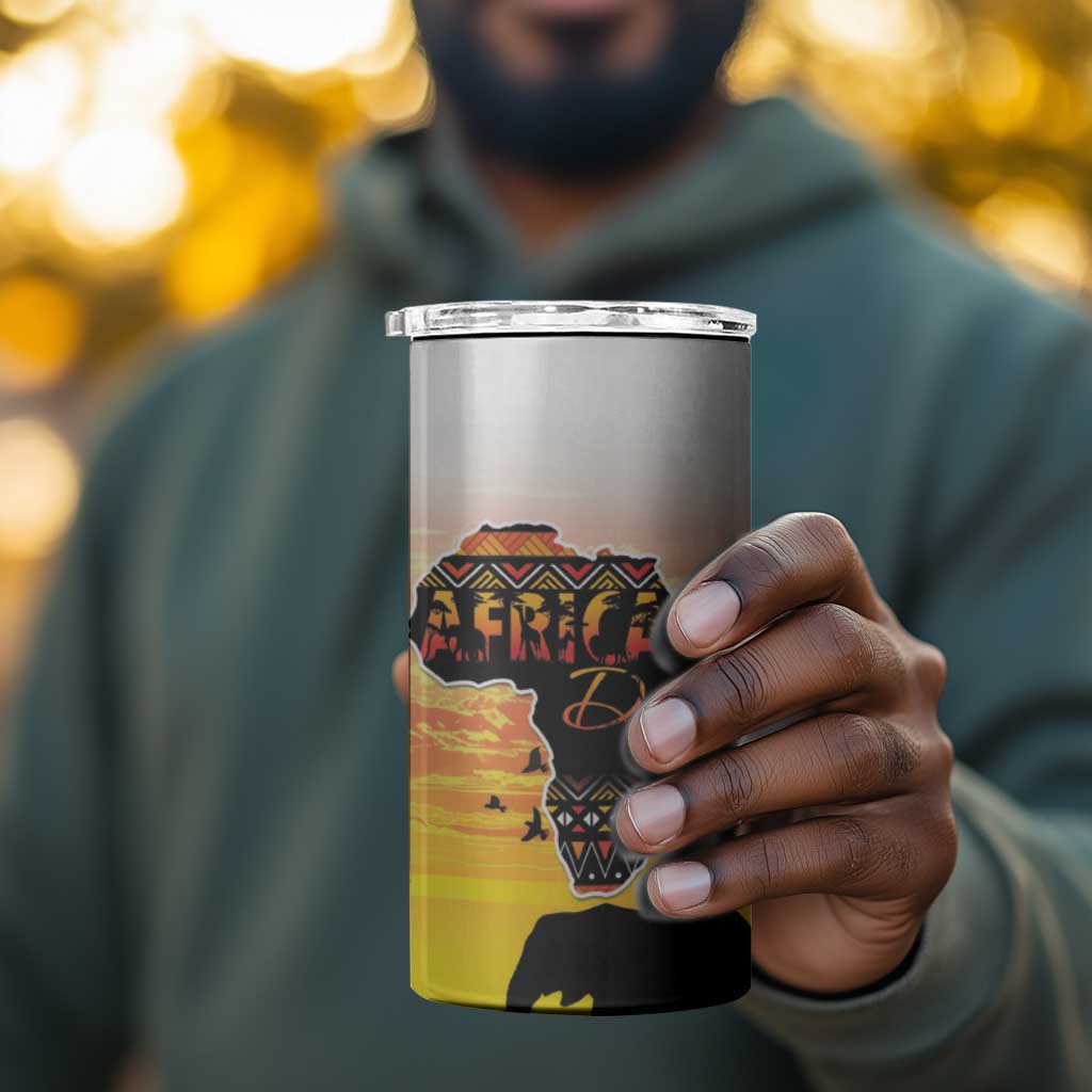 Africa Day 4 in 1 Can Cooler Tumbler Safari With Map - African Pattern