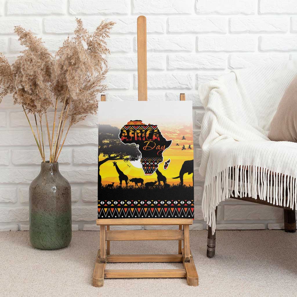 Africa Day Canvas Wall Art Safari With Map - African Pattern