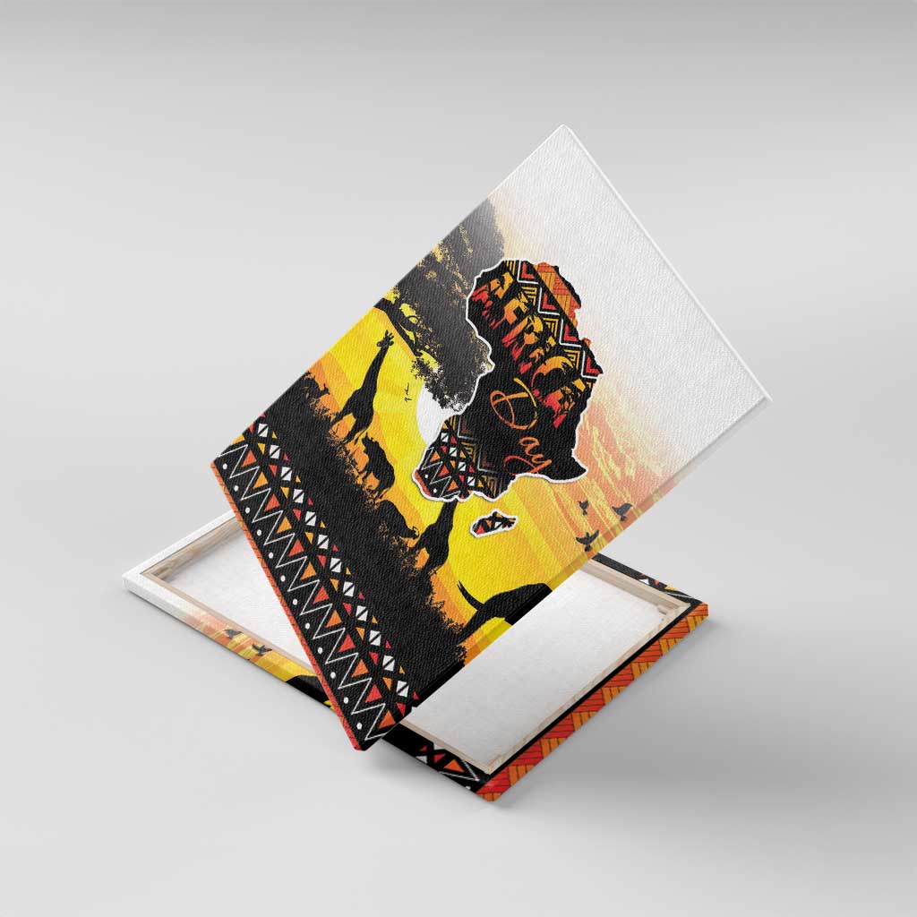 Africa Day Canvas Wall Art Safari With Map - African Pattern