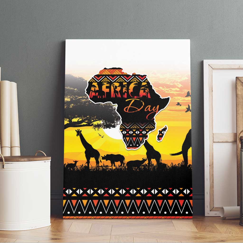 Africa Day Canvas Wall Art Safari With Map - African Pattern