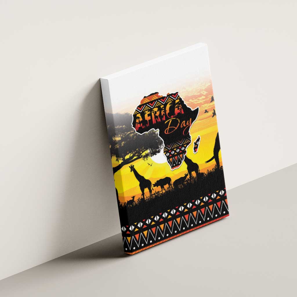 Africa Day Canvas Wall Art Safari With Map - African Pattern