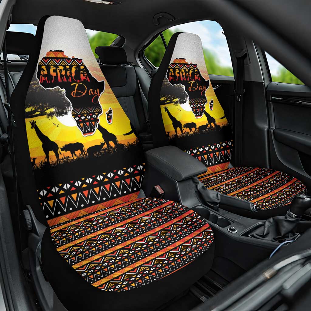 Africa Day Car Seat Cover Safari With Map - African Pattern