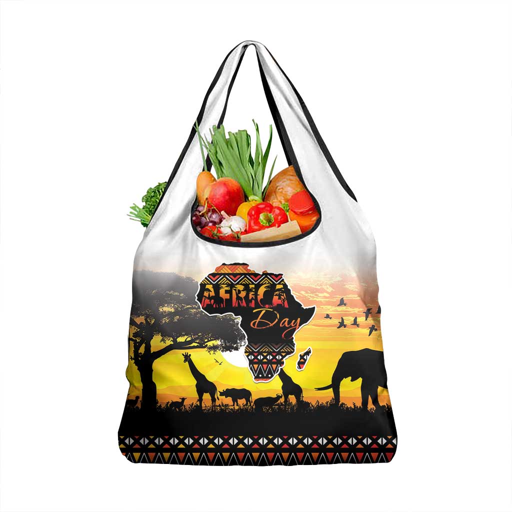 Africa Day Grocery Bag Safari With Map - African Pattern