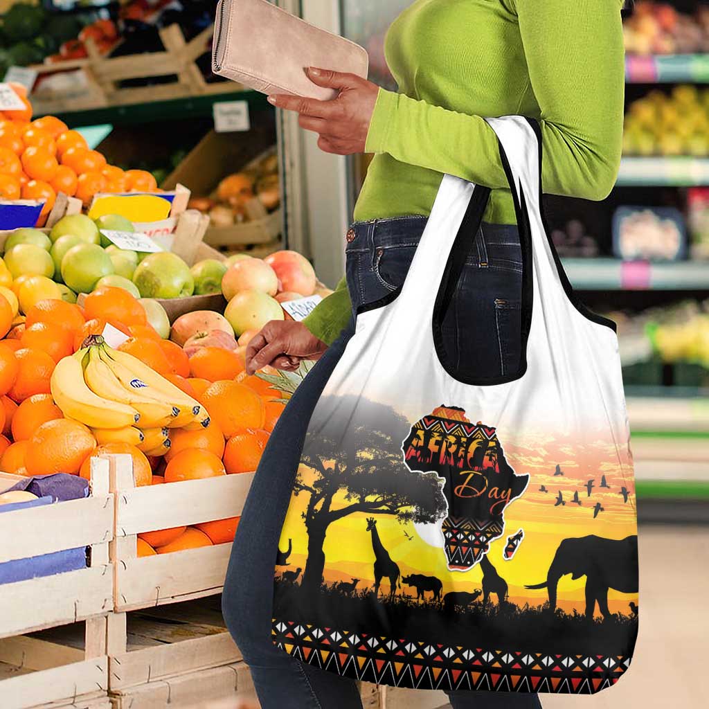 Africa Day Grocery Bag Safari With Map - African Pattern