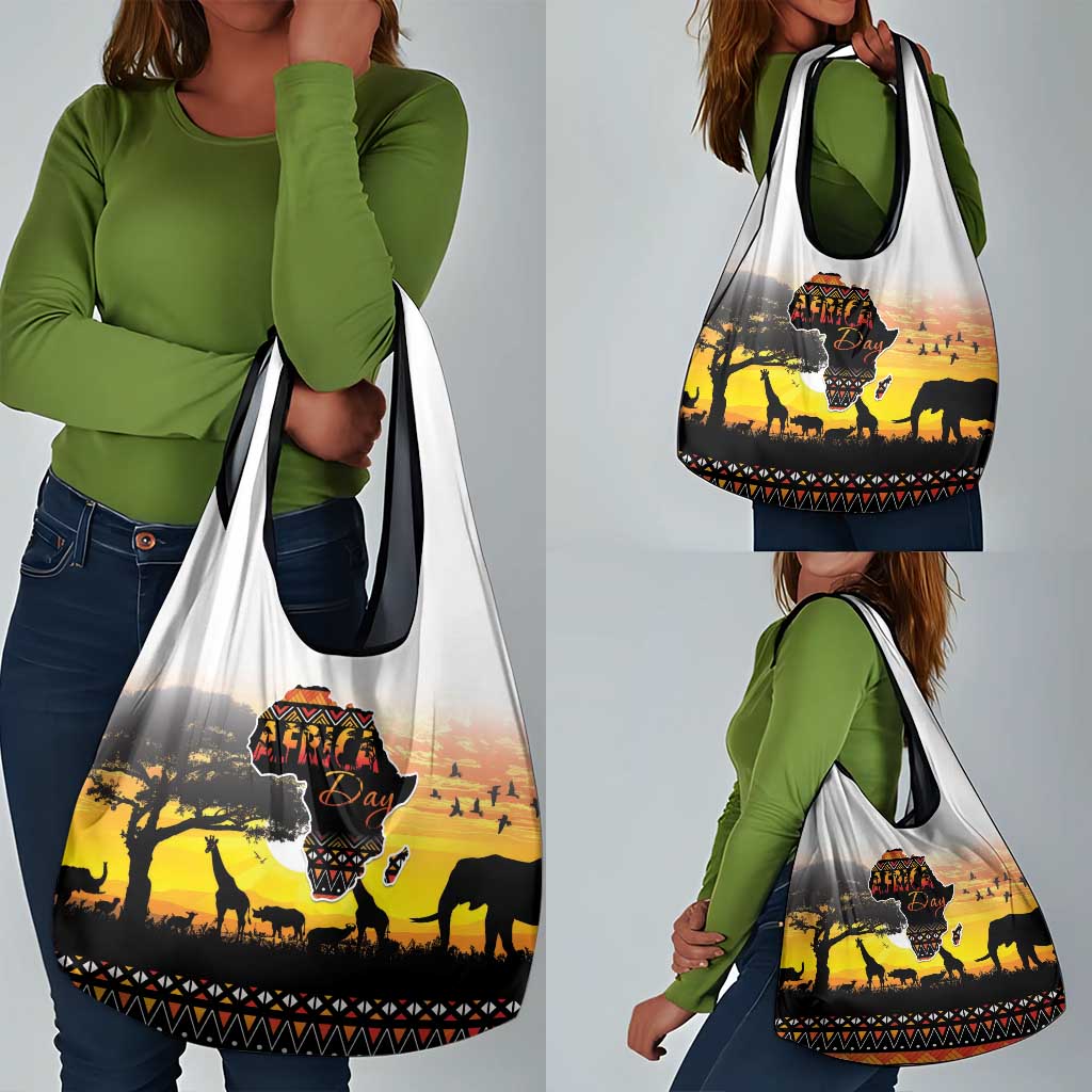 Africa Day Grocery Bag Safari With Map - African Pattern