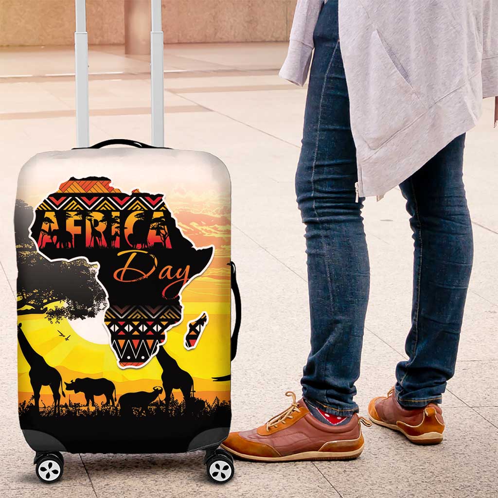 Africa Day Luggage Cover Safari With Map - African Pattern