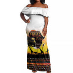 Africa Day Off Shoulder Maxi Dress Safari With Map - African Pattern