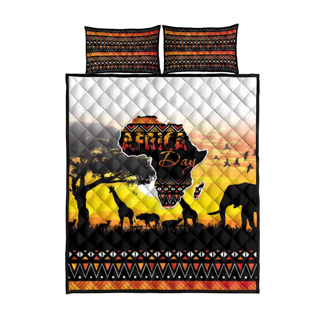 Africa Day Quilt Bed Set Safari With Map - African Pattern