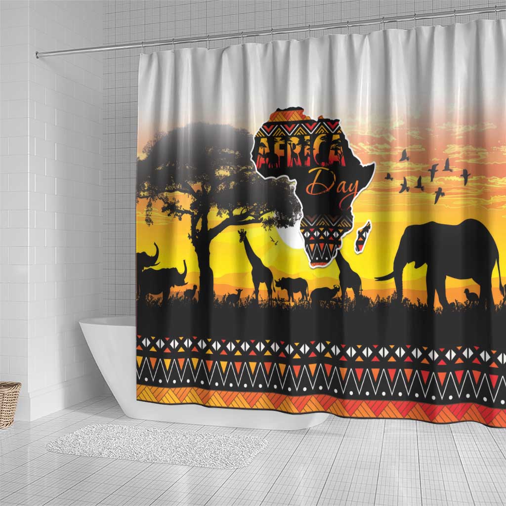 Africa Day Shower Curtain Safari With Map - African Pattern