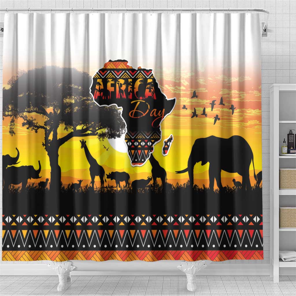 Africa Day Shower Curtain Safari With Map - African Pattern