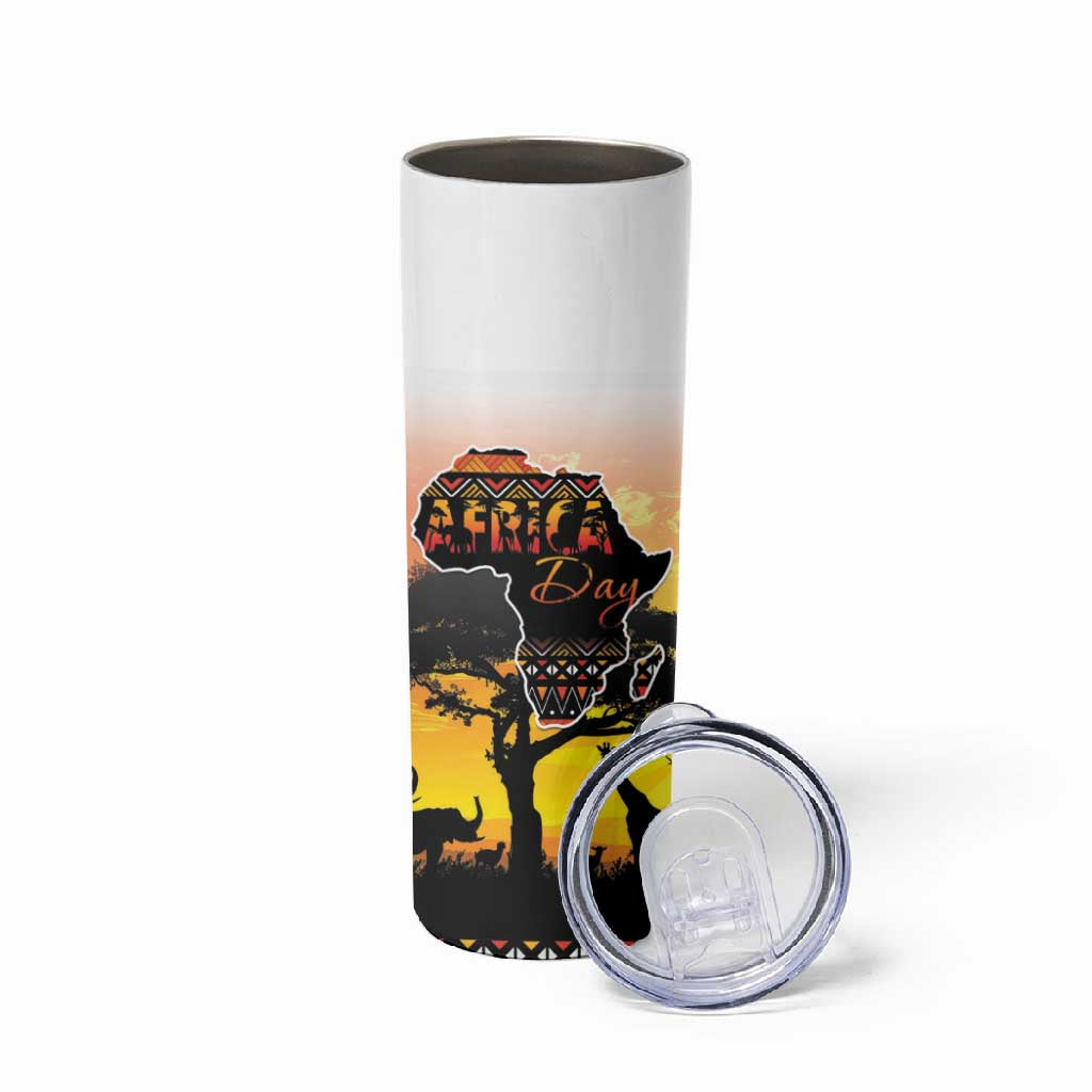 Africa Day Skinny Tumbler Safari With Map - African Pattern