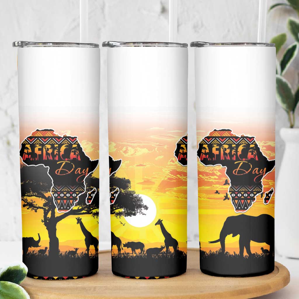 Africa Day Skinny Tumbler Safari With Map - African Pattern
