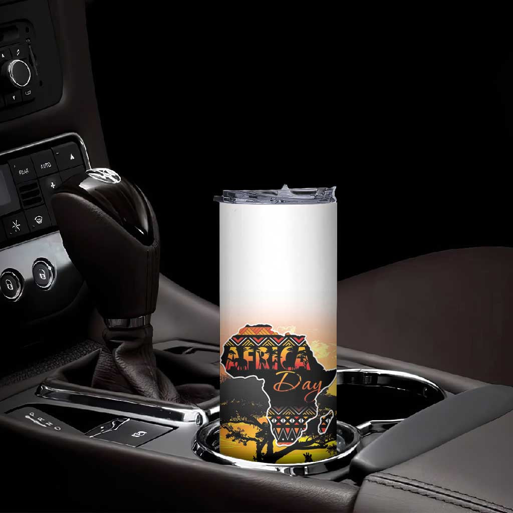 Africa Day Skinny Tumbler Safari With Map - African Pattern