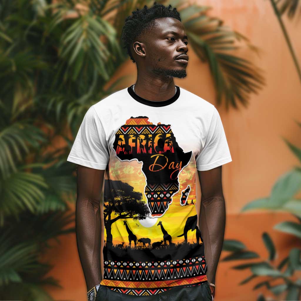 Africa Day T shirt Safari With Map - African Pattern